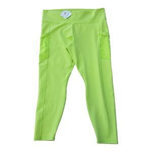 Fabletics PowerHold Lime Ankle Leggings Pockets Compression Logo 3X NWT